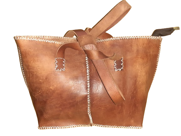 Bolso Mujer  Vacuno hilo blanco Mediano