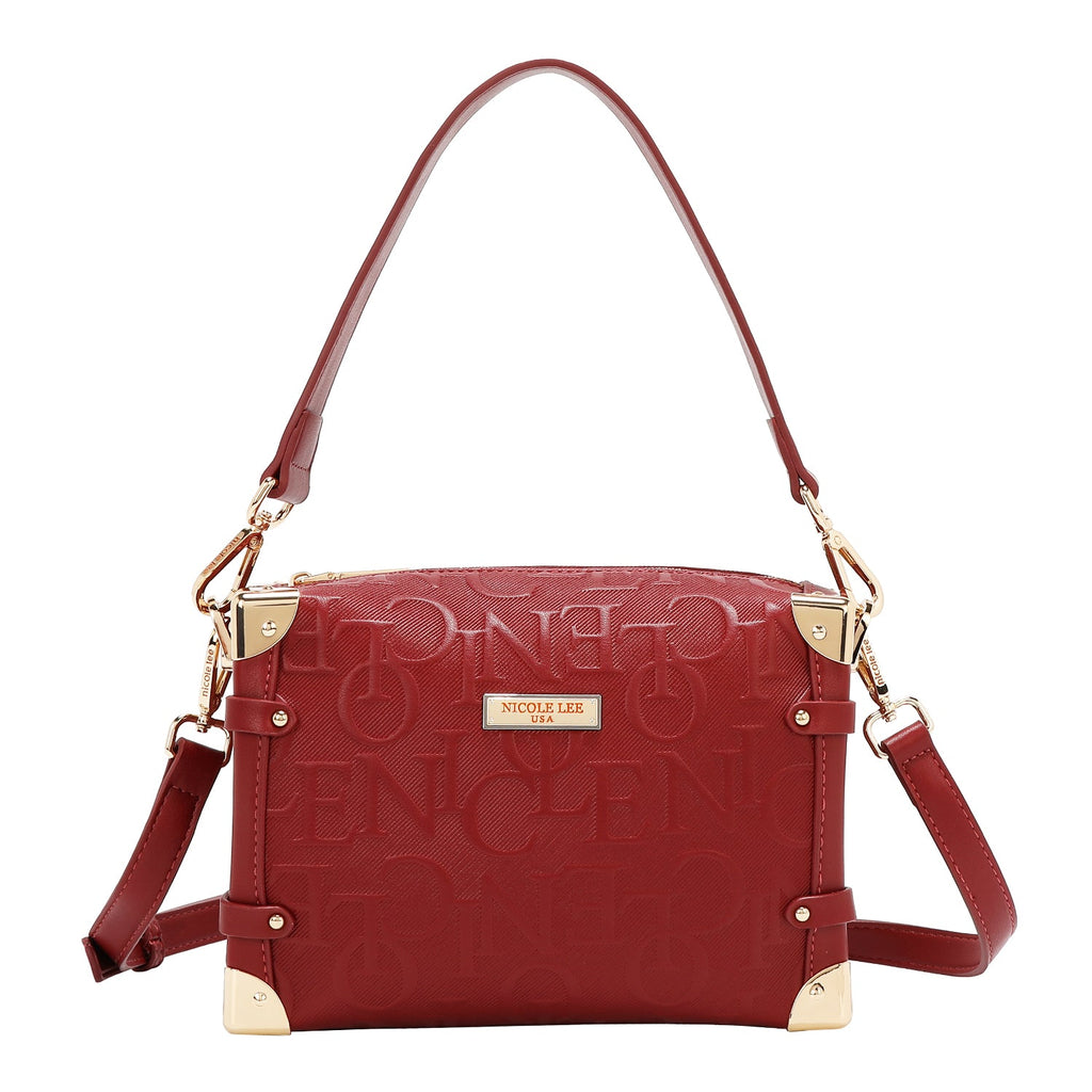 BOLSO DE HOMBRO CUADRADO ELEGANCIA EN RELIEVE (ROJO)